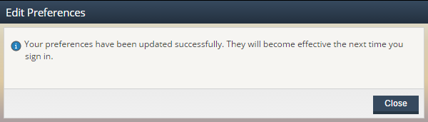 Screenshot of Edit Preferences confirmation